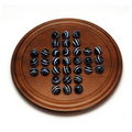 12" Golden Oak Stained Solitaire w/ Dark Blue Stripe Marbles -12"